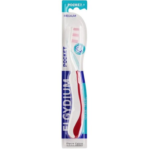 Elgydium Pocket Medium Travel Toothbrush 1 брой - Червен