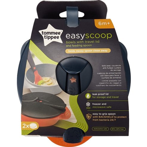 Tommee Tippee Feeding Bowls with Travel Lid & Spoon 6m+ Код 44671850, 2 бр