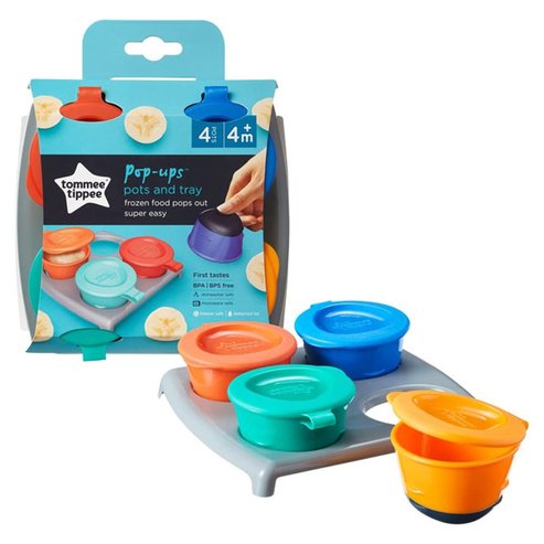 Tommee Tippee Pop-ups Pots & Tray Set 4m+, 4 бр