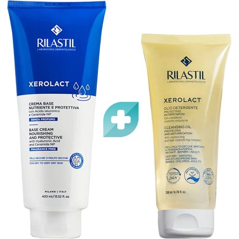 Rilastil Promo Xerolact Base Nourishing & Protective Cream 400ml & Подарък Protective & Anti-Irritation Cleansing Oil 200ml