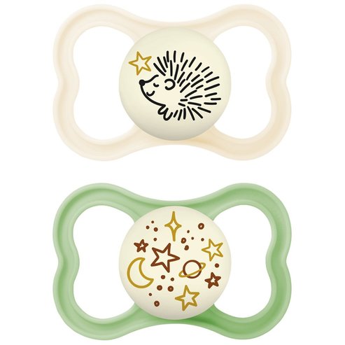 Mam Supreme Night Silicone Soother 16m+, Код 298S, 2 бр - Бежов / Зелено