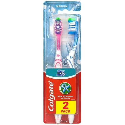 Colgate Max White Medium Toothbrush 2 бр - розово / Синьо