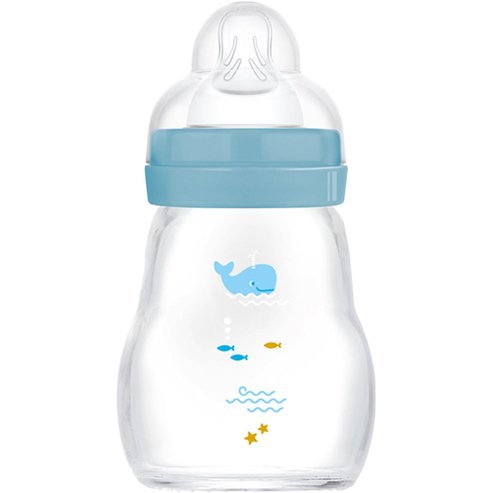 Mam Feel Good Premium Glass Baby Bottle 0m+, Код 370SBc, 170ml - Синьо