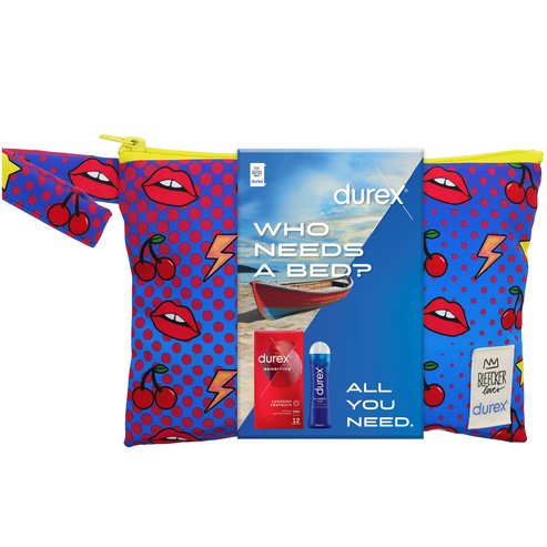 Durex Promo Sensitive Condoms 12 бр & Classic H2O Lube 50ml & торбичка 1 бр Подарък - Blue