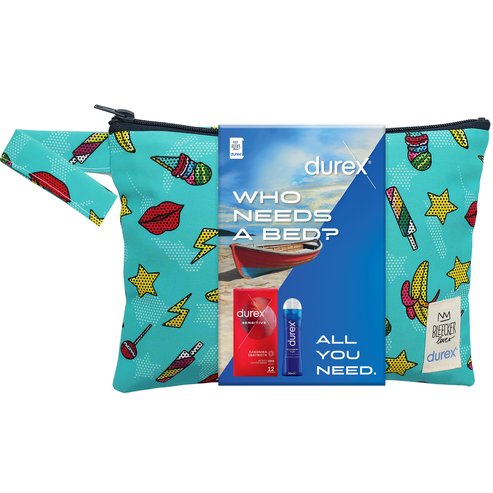 Durex Promo Sensitive Condoms 12 бр & Classic H2O Lube 50ml & торбичка 1 бр Подарък - Turquoise