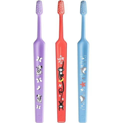 TePe Mini Extra Soft 0-6 Years Toothbrush 3 Τεμάχια - Λιλά / Κοραλί / Γαλάζιο