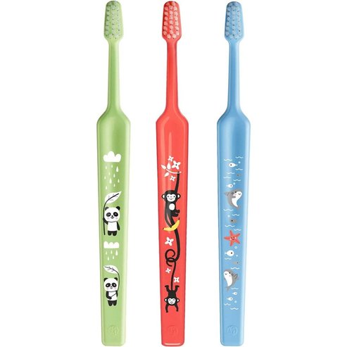 TePe Mini Extra Soft 0-6 Years Toothbrush 3 Τεμάχια - Πράσινο / Κοραλί / Γαλάζιο