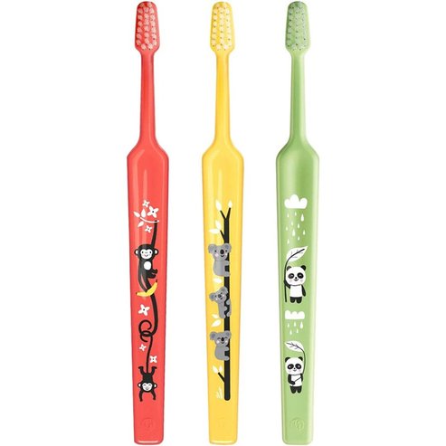 TePe Mini Extra Soft 0-6 Years Toothbrush 3 Τεμάχια - Κοραλί / Κίτρινο / Πράσινο