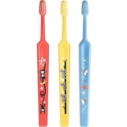 TePe Mini Extra Soft 0-6 Years Toothbrush 3 Τεμάχια - Κοραλί / Κίτρινο / Γαλάζιο