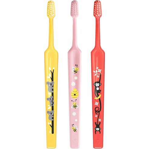 TePe Mini Extra Soft 0-6 Years Toothbrush 3 Τεμάχια - Κίτρινο / Ροζ / Κοραλί