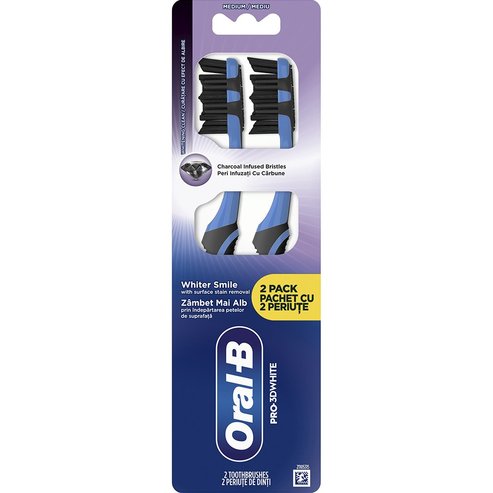 Oral-B Promo Pro 3D White Charcoal Medium Toothbrush 2 бр - Синьо