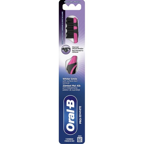 Oral-B Pro 3D White Charcoal Medium Toothbrush 1 бр - Фуксия
