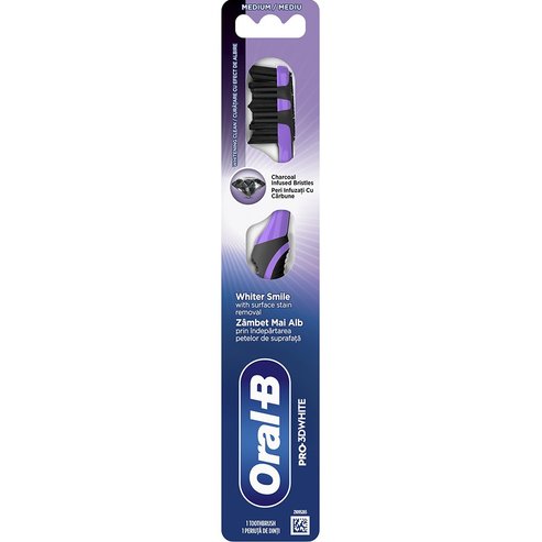 Oral-B Pro 3D White Charcoal Medium Toothbrush 1 бр - Лилаво