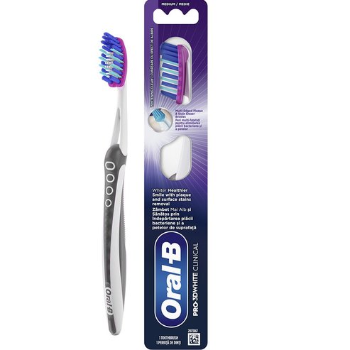 Oral-B Pro 3D White Clinical Medium Toothbrush 1 бр - Сив