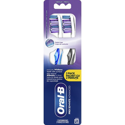 Oral-B Promo Pro 3D White Advanced Medium Toothbrush 2 бр - Синьо / Сив