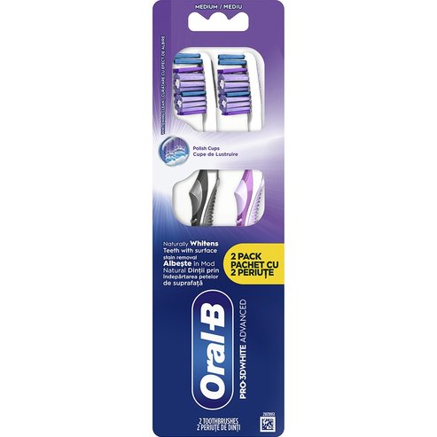 Oral-B Promo Pro 3D White Advanced Medium Toothbrush 2 бр - Сив / Лилаво