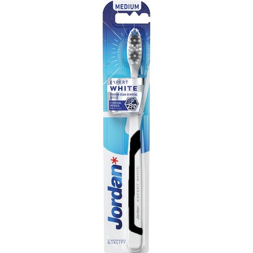 Jordan Expert White Medium Toothbrush 1 бр - Черно