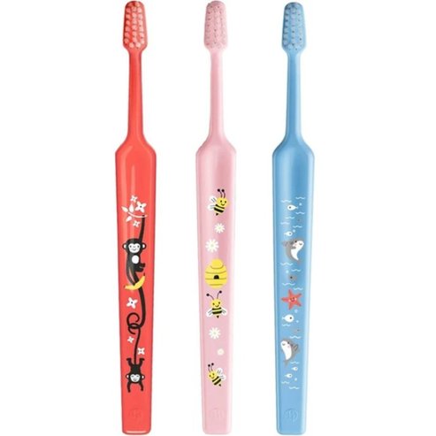 TePe Mini Extra Soft 0-6 Years Toothbrush 3 Τεμάχια - Корал/ Розово/ светло синя