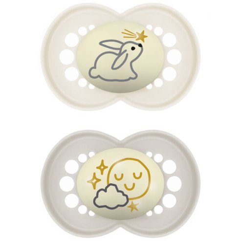Mam Original Night Orthodontic Silicone Soother 6 - 16m Код 160SUc, 2 бр - Бежово / Сиво