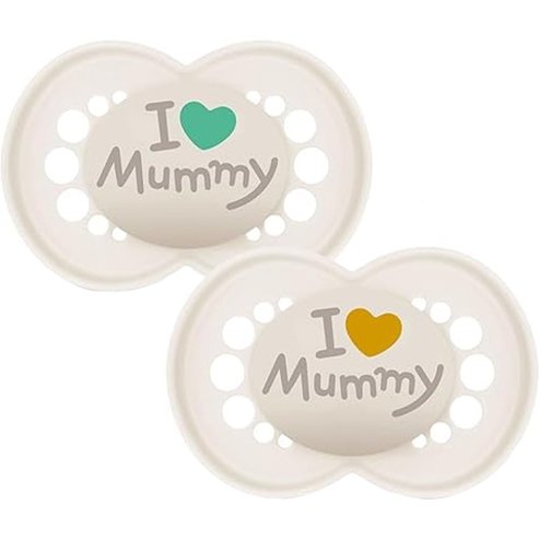 Mam Original I Love Mommy Orthodontic Silicone Soother 16m+ Код 265SU2c, 2 бр - крем