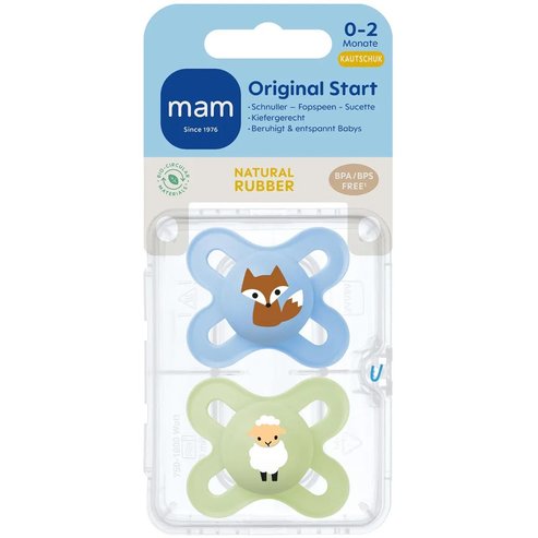 Mam Original Start Silicone Soother 0-2m Код 125SBc, 2 бр - Синьо / Зелено