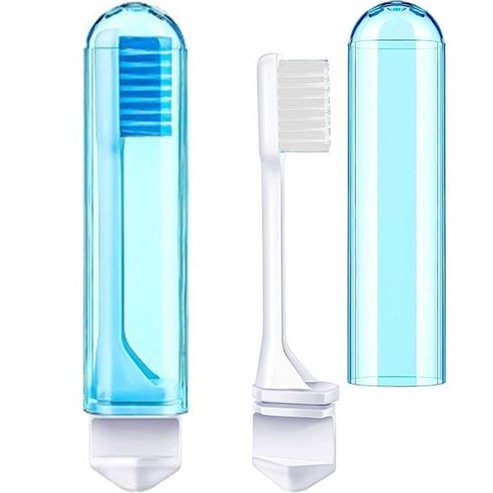 Dr Organic Подарък Преносима четка за зъби с калъф, синя, 1 брой