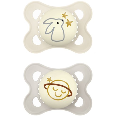 Mam Original Night Silicone Soother 2-6m 2 бр Код 110SUc - крем / Сив