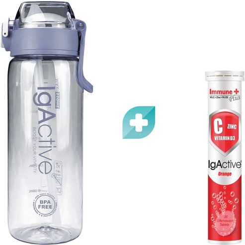 IgActive Promo Immune Plus 20 Effer.tabs & Подарък Sport Water Bottle 500ml 1 бр - Grey