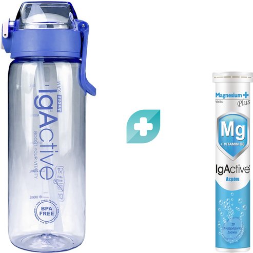IgActive Promo Magnesium Plus 20 Effer.tabs & Подарък Sport Water Bottle 500ml 1 бр - Blue