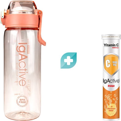 IgActive Promo Vitamin C 1000mg 20 Effer.tabs & Подарък Sport Water Bottle 500ml 1 бр - Orange