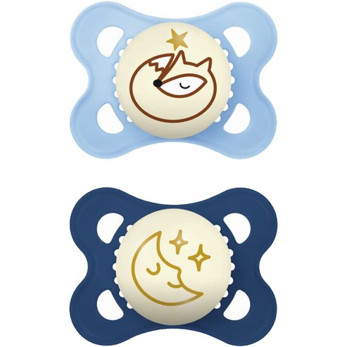 Mam Original Night Silicone Soother 2-6m 2 броя, Код 110SBc - светлосиньо / синьо