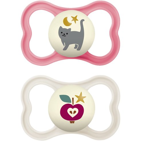 Mam Supreme Night Silicone Soother 16m+, 2 броя, Код 298S - Розово / Екрю