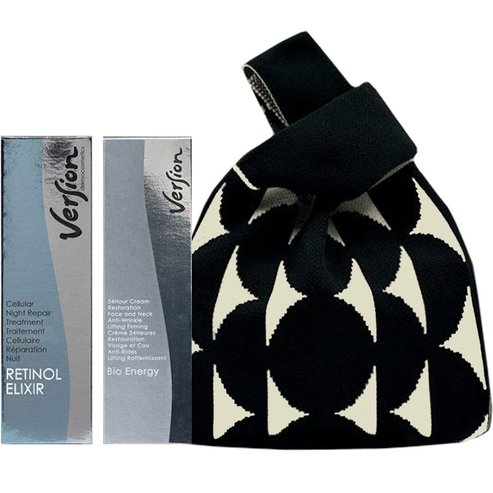 Version Promo Retinol Elixir Night Cream 50ml & Bio Energy 24 Hour Cream Face & Neck Anti Wrinkle Lifting Firming 50ml & Δώρο Νεσεσέρ 1 Τεμάχιο Μπεζ - Μαύρο