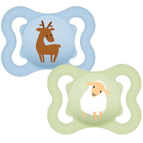 Mam Air Silicone Soother 2-6m Код 120SBc, 2 броя - Светлосиньо / Зелено
