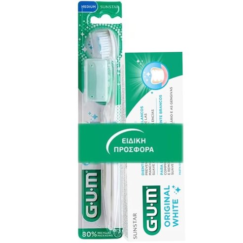 Gum Sunstar Promo Original White Toothpaste 75ml & 563 Medium Toothbrush 1 брой - Бяло