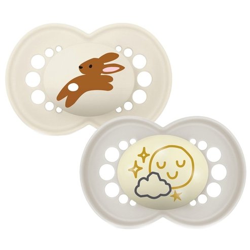 Mam Day & Night Silicone Soother 6-16m, 2 броя - Крем / Сиво