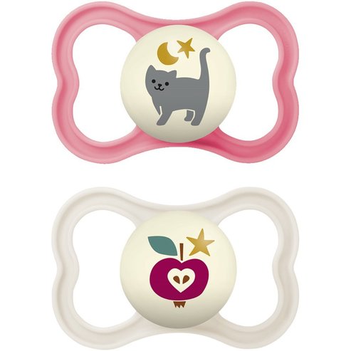 Mam Supreme Night Silicone Soother 16m+ Код 298SUc, 2 броя - Крем / Шамфъстък