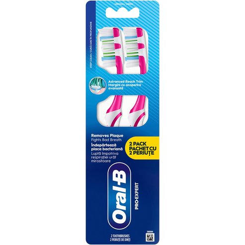 Oral-B Pro Expert Deep Clean Medium Toothbrush 2 Τεμάχια - Ροζ - Ροζ