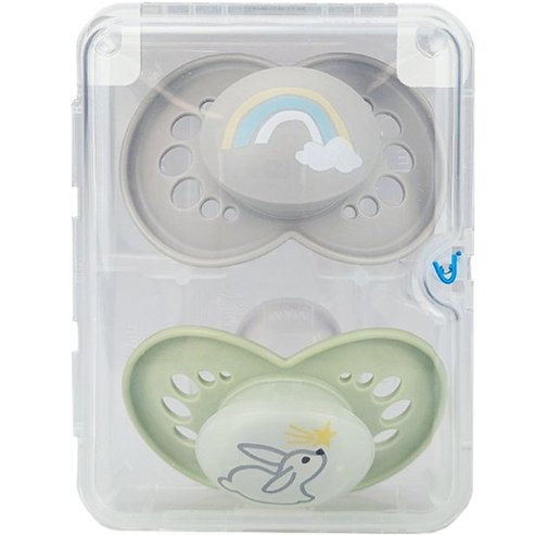Mam Day & Night Silicone Soother 16m+ 2 Τεμάχια - Γκρι / Πράσινο