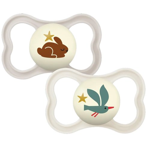 Mam Supreme Night Silicone Soother 16m+ Код 298S, 2 броя - Сив / Екрю