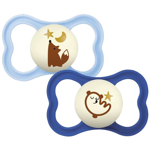 Mam Supreme Night Silicone Soother 6-16m Код 248SBc, 2 броя - Светлосин / Син 2