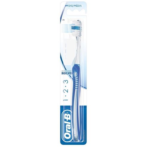 Oral-B 123 Indicator Medium Toothbrush 35mm 1 брой - Синьо / Бяло