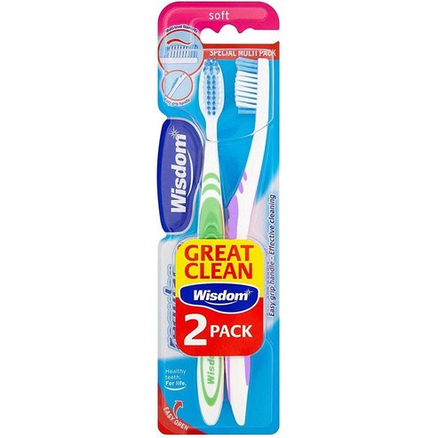 Wisdom Regular Plus Soft Toothbrush 2 броя - Зелено / Лилаво