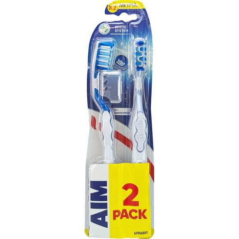 Aim White System Perlite Medium Toothbrush 2 броя - Светлосиньо / Синьо