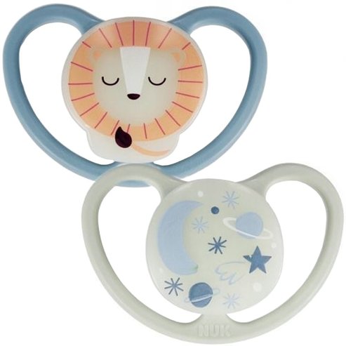 Nuk Space Night Silicone Soother 6-18m 2 бр - Синьо / Мента