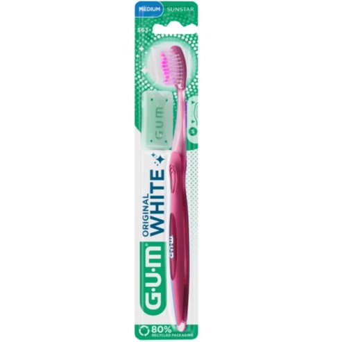 Gum Original White 563 Medium Toothbrush 1 брой - Розово