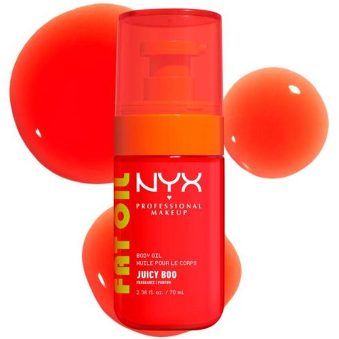 Nyx Professional Makeup Fat Oil Brightening Orange Body Oil Хидратиращо масло за тяло, което осигурява 24-часов интензивен блясък с аромат на цитруси & манго 70ml - Juicy Boo