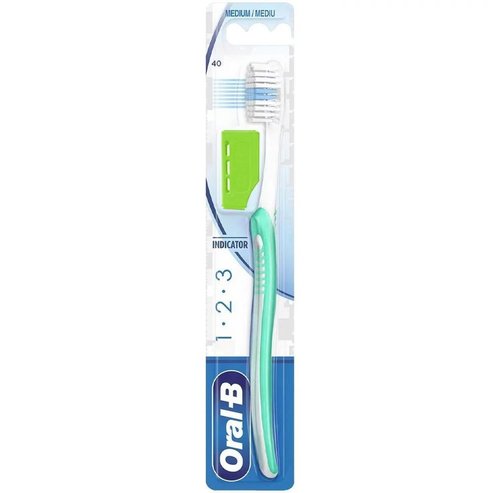 Oral-B 123 Indicator Medium Toothbrush 40mm 1 брой - тюркоаз / лахани
