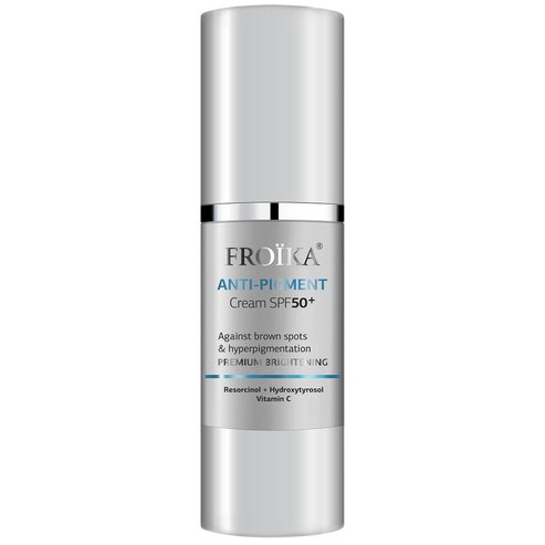 Froika Anti-Pigment Premium Brightening Resorcinol, Hydroxytyrosol & Vitamin C Cream SPF50+ Ενυδατική Κρέμα Κατά των Καφέ Κηλίδων & της Υπερμελάγχρωσης Πολύ Υψηλής Προστασίας με Ρεσορκινόλη, Υδροξυτυροσόλη & Βιταμίνη C 30ml