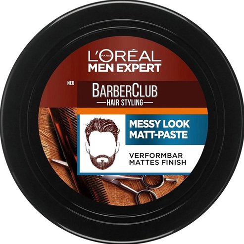 L\'oreal Paris Men Expert BarberClub Messy Hair Molding Clay Средно задържане и матово покритие за бради и коса 75ml